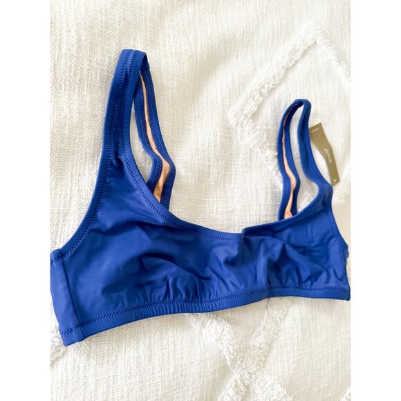 J. Crew | NWT | Heritage scoopneck bikini top in Blue | Sz M - Picture 3 of 8